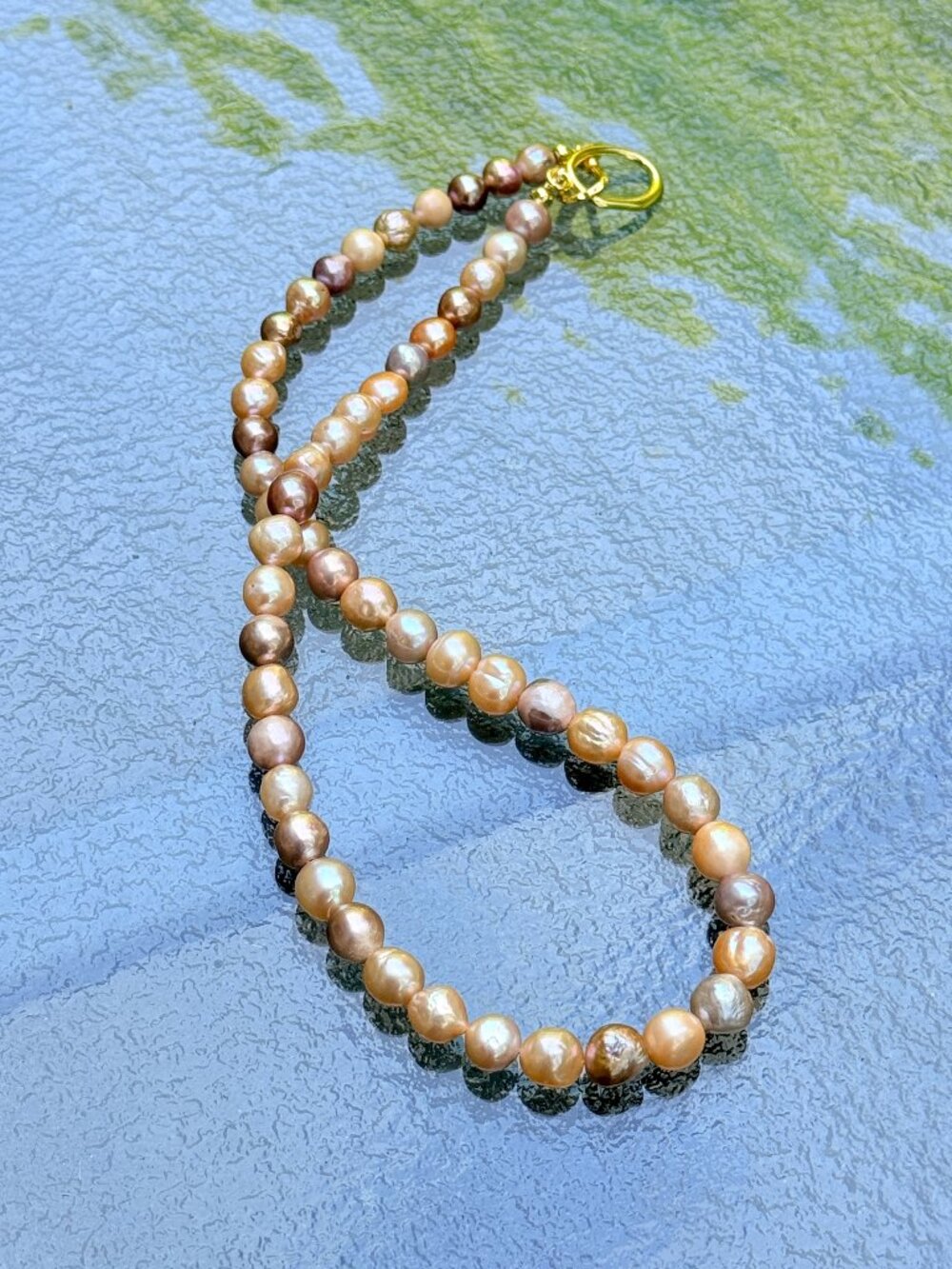 Golden Dusk Baroque Freshwater Pearl Necklace | Natural Mixed Color Pearls